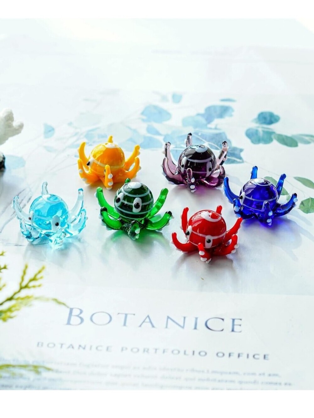 Colorful Glass Octopus Figurine Set - Assorted Colors